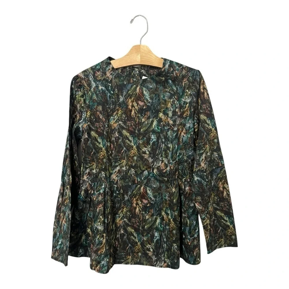 Tuchinda Girls Blouse Size 16 Long Sleeves Green Brown Earthy Modest Button Back